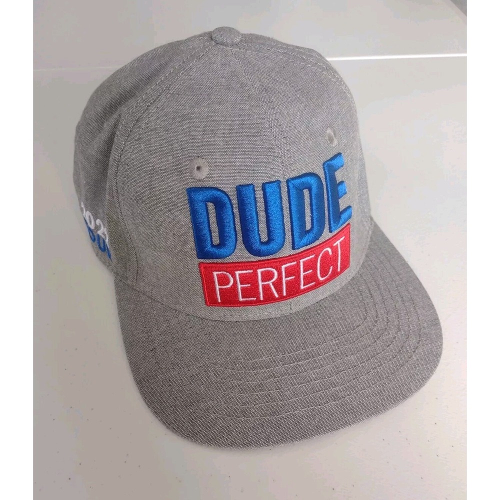 Dude Perfect Hat / Cap 2022 Snapback Tour Grey 3D Logo  Adjustable Embroidered
